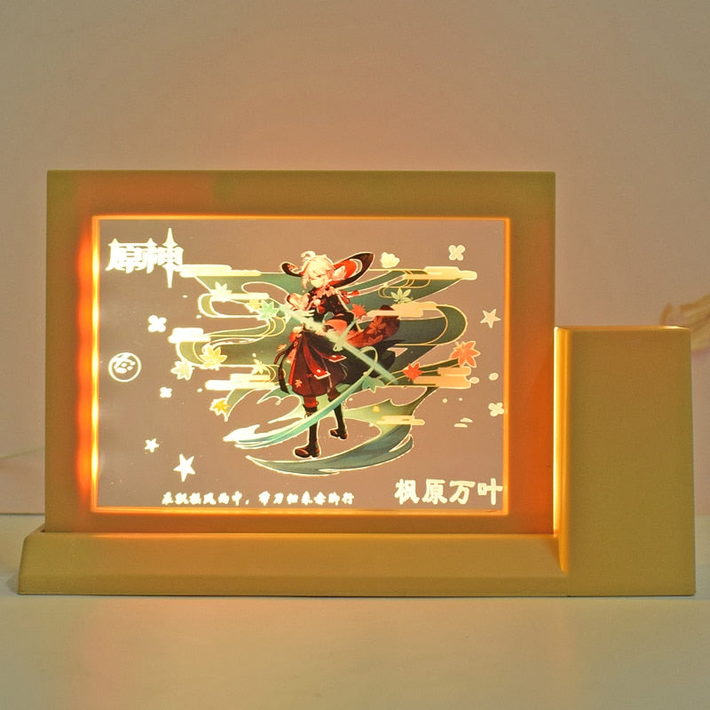 Genshin 3D Illusion Lamp with Pen Holder