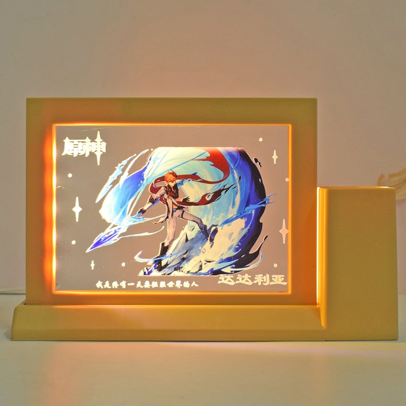 Genshin 3D Illusion Lamp with Pen Holder