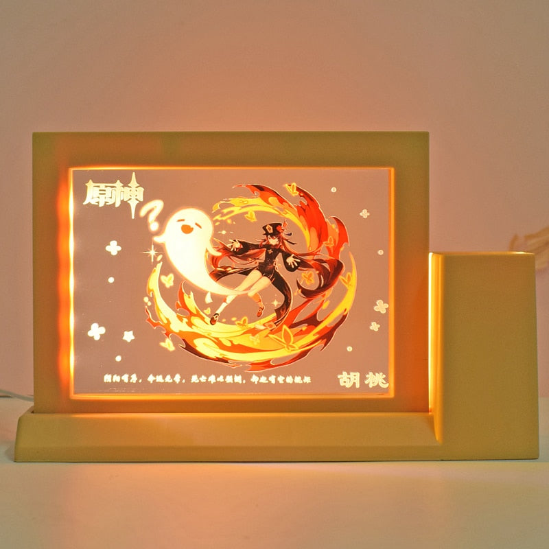 Genshin 3D Illusion Lamp with Pen Holder